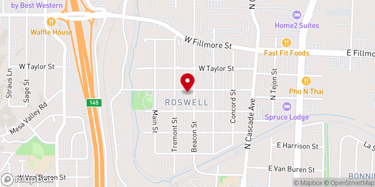 Map showing location of Roswell Community Church