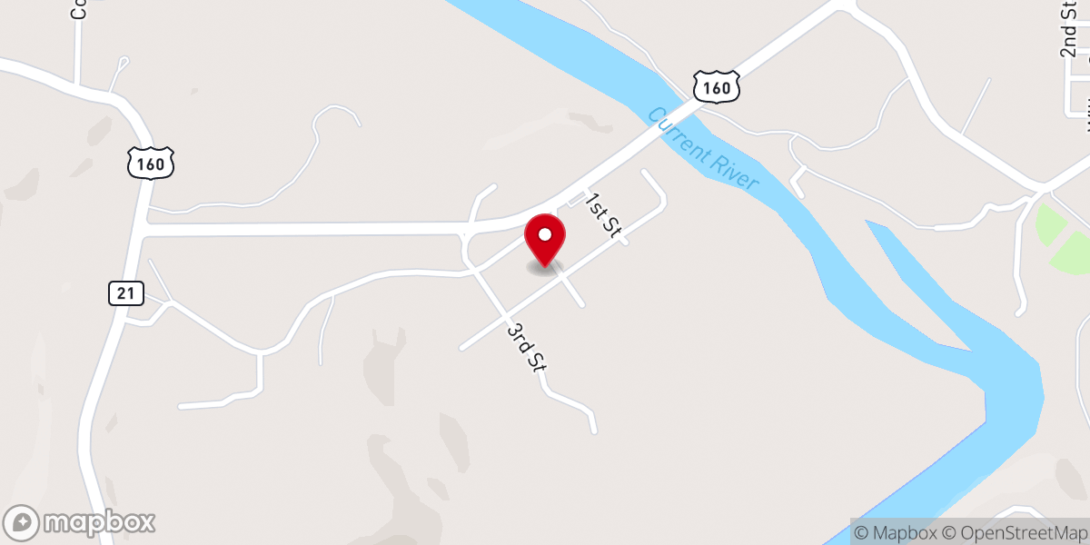 Map showing location of West Doniphan Missionary Baptist Church