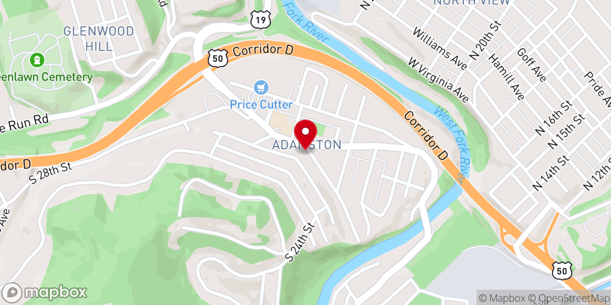 Map showing location of Adamston Methodist Church