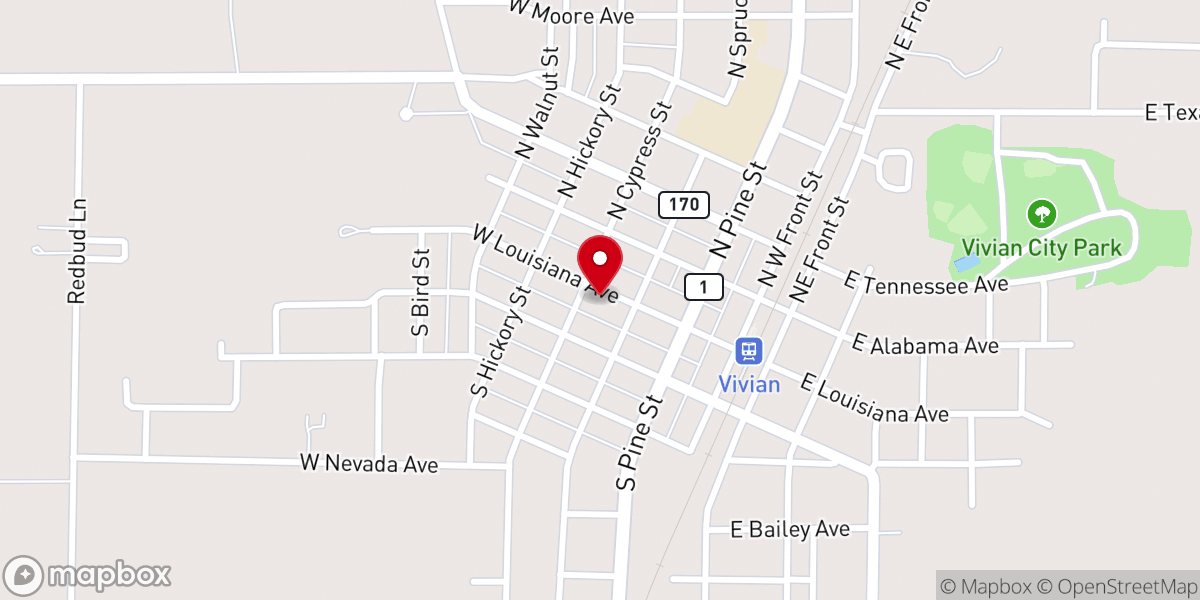 Map showing location of Vivian Methodist Church