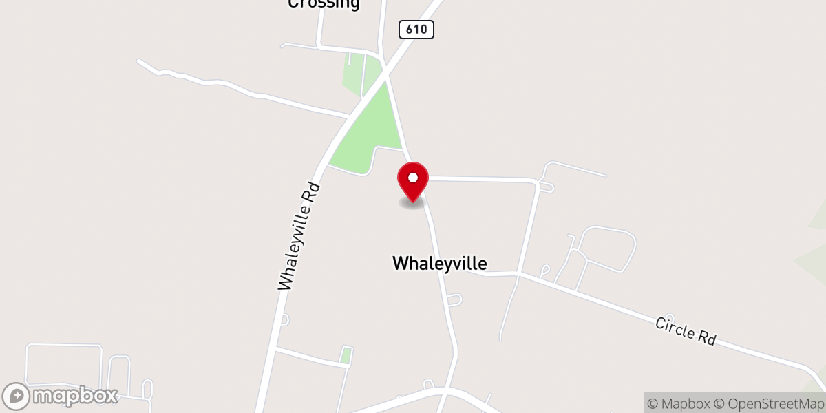 Map showing location of Whaleyville United Methodist Church