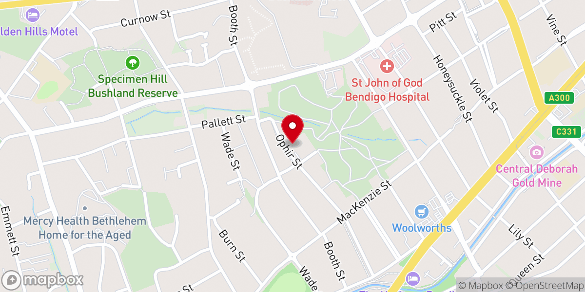 Map showing location of Golden City Baptist Church
