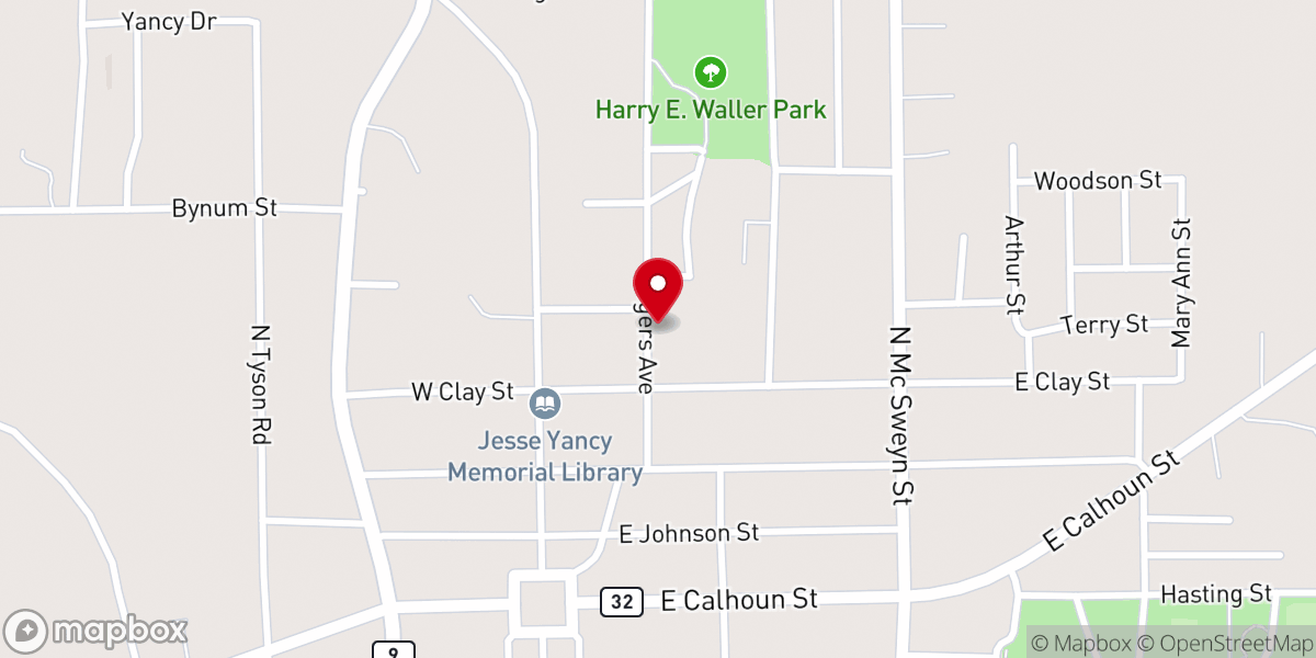Map showing location of Bruce Worship Center Church of God of Prophecy
