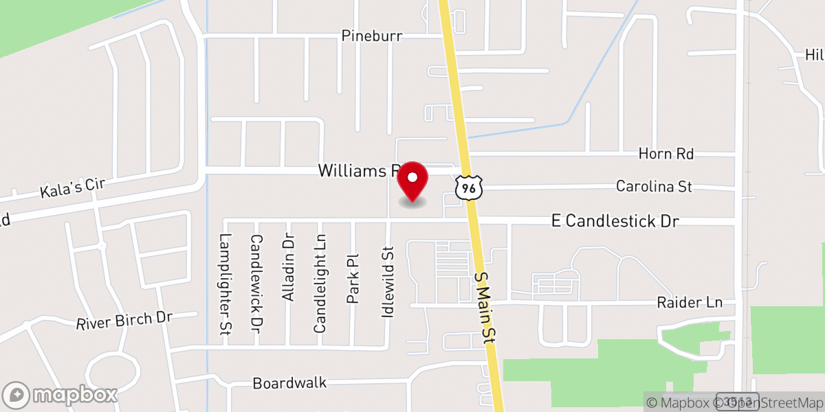 Map showing location of Candlestick Baptist Church