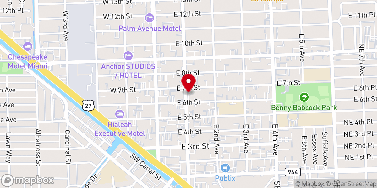Map showing location of First Baptist Church Of Hialeah