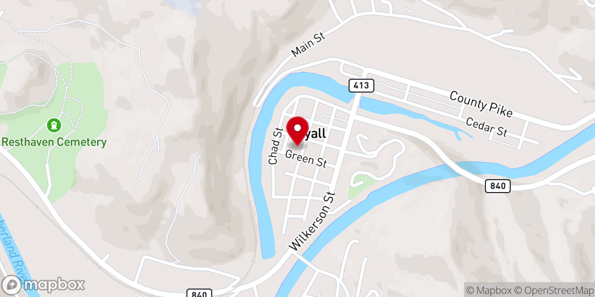 Map showing location of Calvery Baptist Church