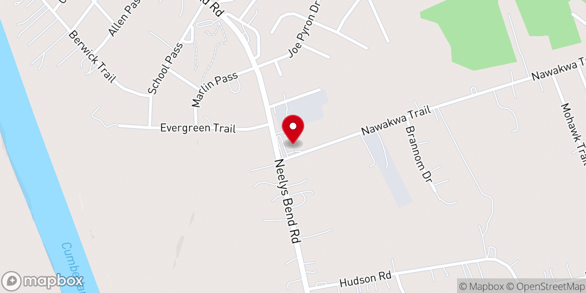 Map showing location of Neely's Bend Baptist Church