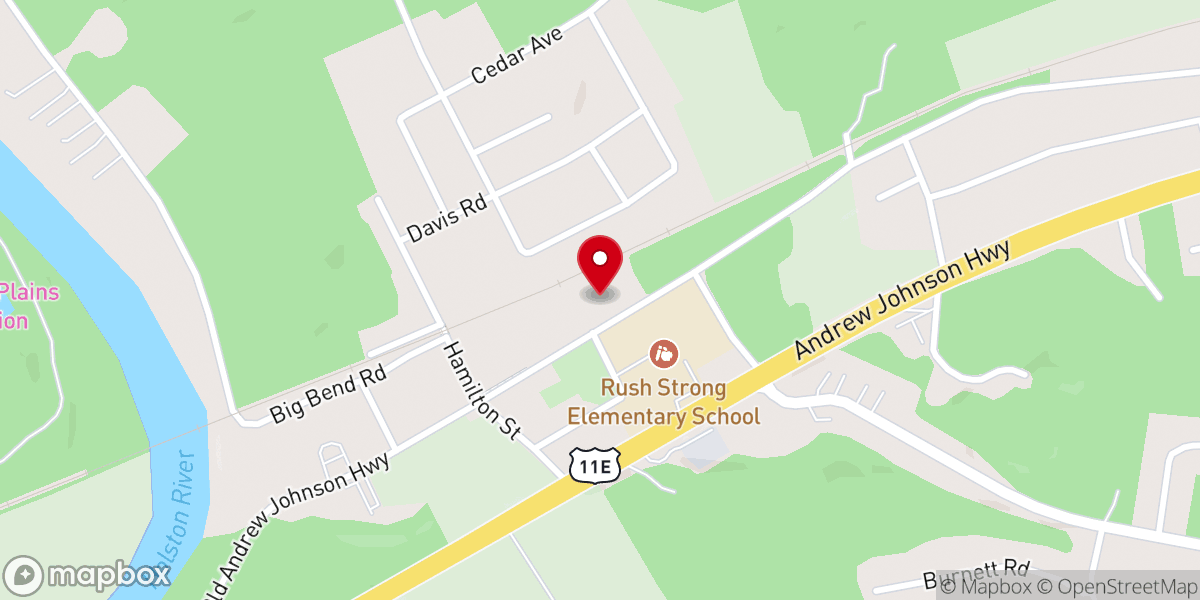 Map showing location of FBC Strawberry Plains Upward Sports