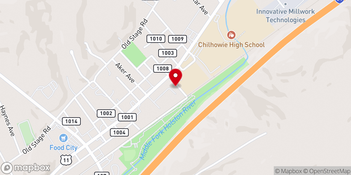 Map showing location of Chilhowie Pentecostal Holiness Church