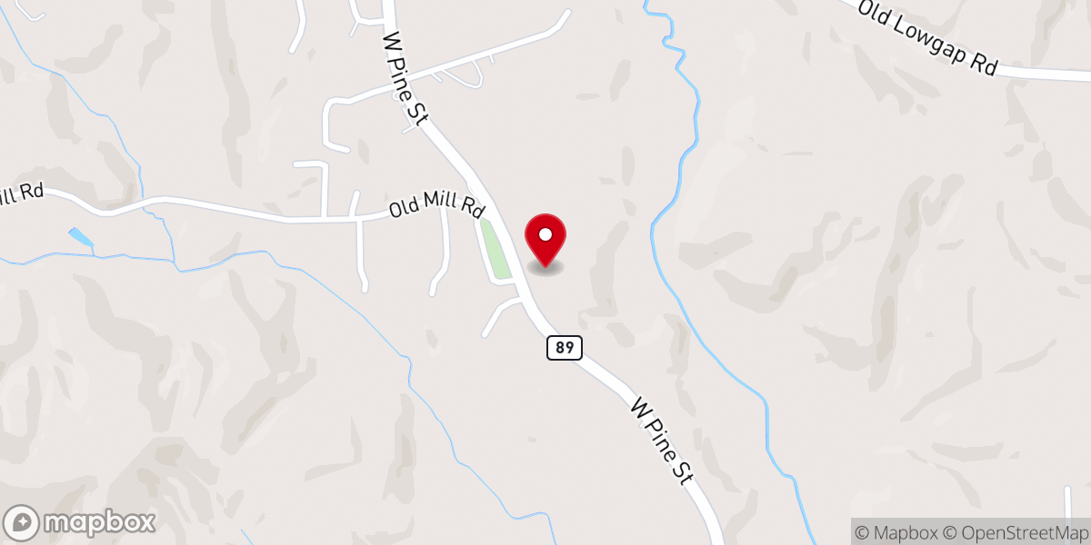 Map showing location of Mountain View Baptist Church