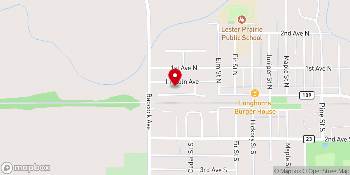 Map showing location of Bethel Lutheran Church