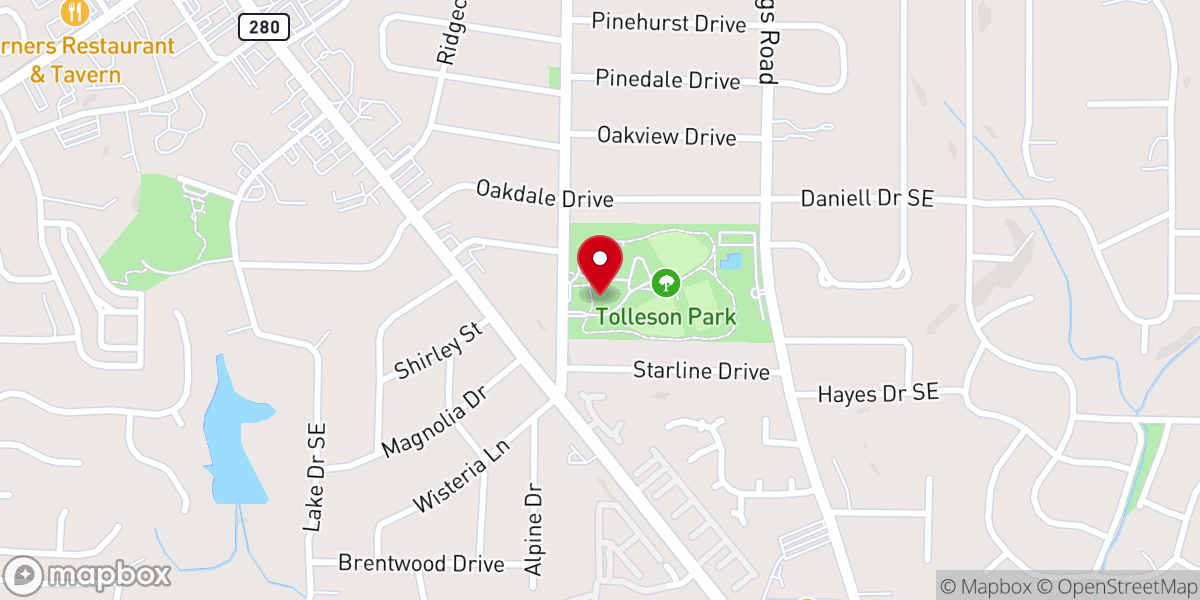 Map showing location of Tolleson Park