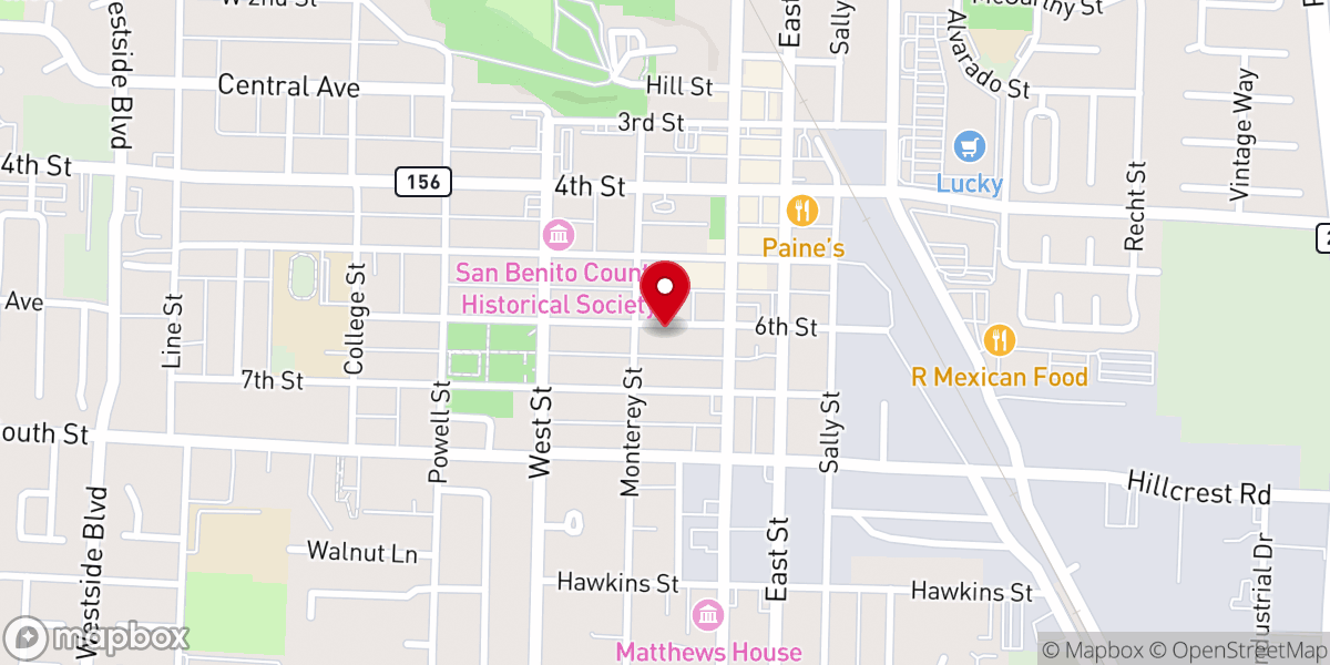 Map showing location of Grace Bible Church of Hollister