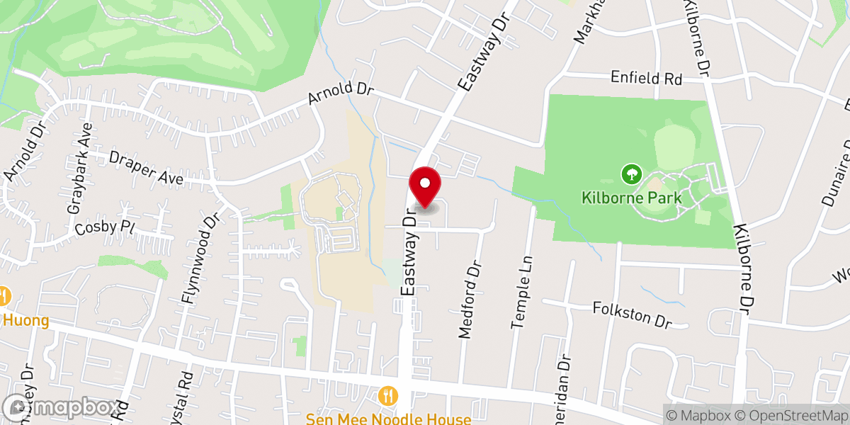 Map showing location of Eastway Baptist Church
