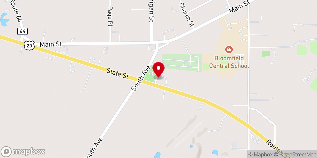 Map showing location of East Bloomfield United Methodist Church