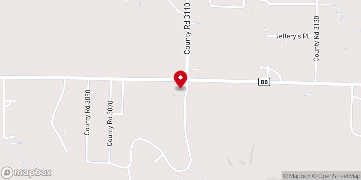 Map showing location of Ozark Highlands Christian Church