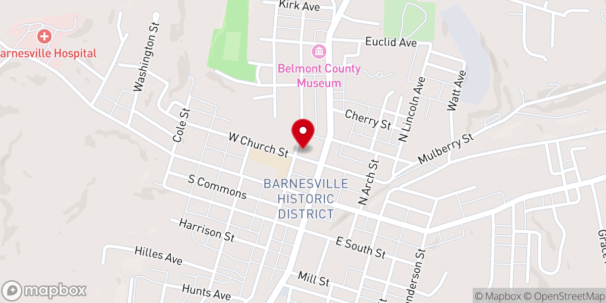 Map showing location of First United Methodist Church of Barnesville