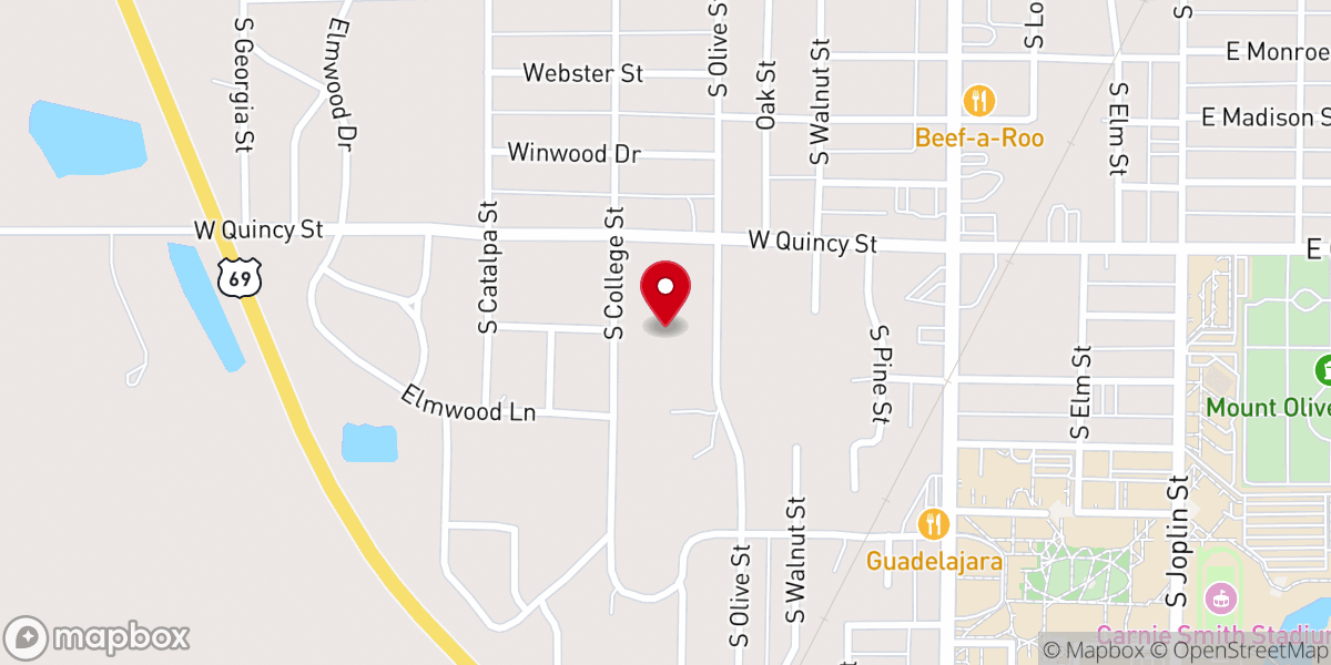 Map showing location of Countryside Christian Church 1900 E 4TH St