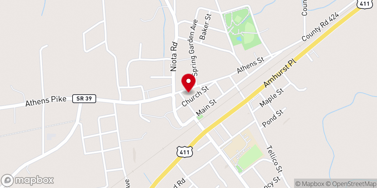 Map showing location of First Baptist Church