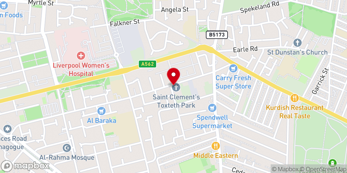 Map showing location of Saint Clement's Toxteth Park