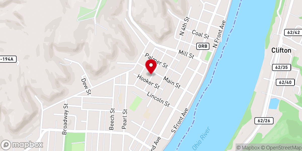 Map showing location of First Baptist Church of Middleport