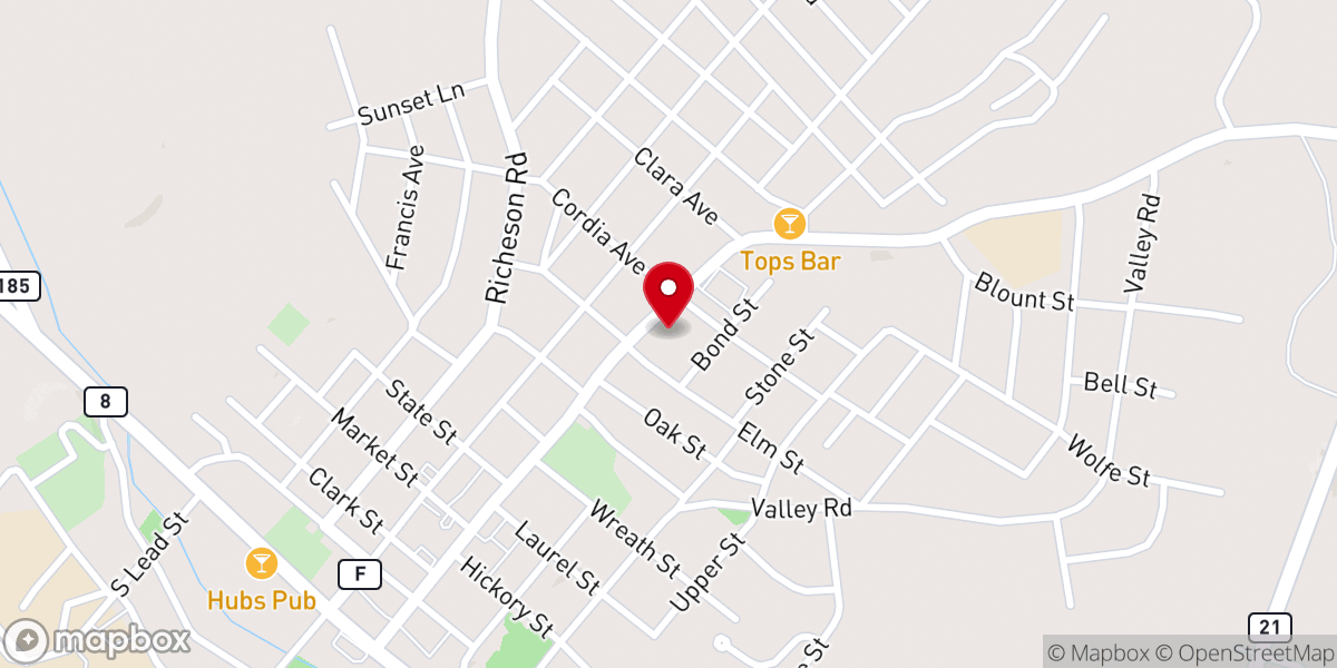 Map showing location of First Assembly Of God
