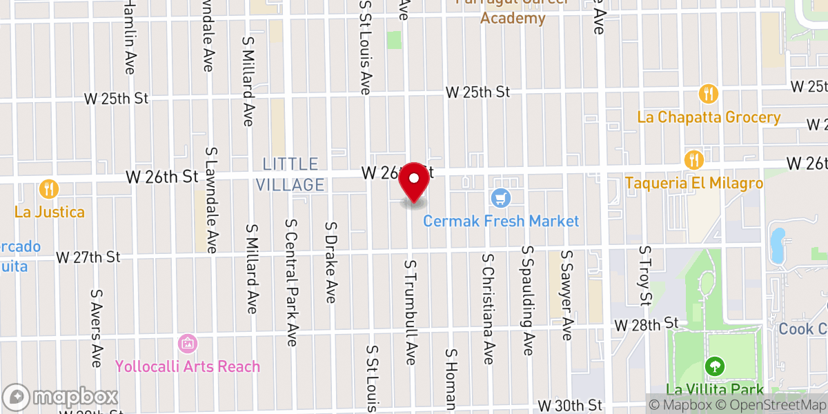 Map showing location of Little Village Hispanic SDA Church