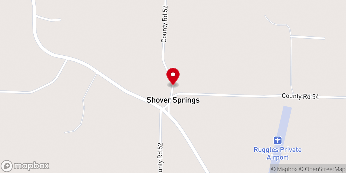 Map showing location of Shrover Springs Baptist Church