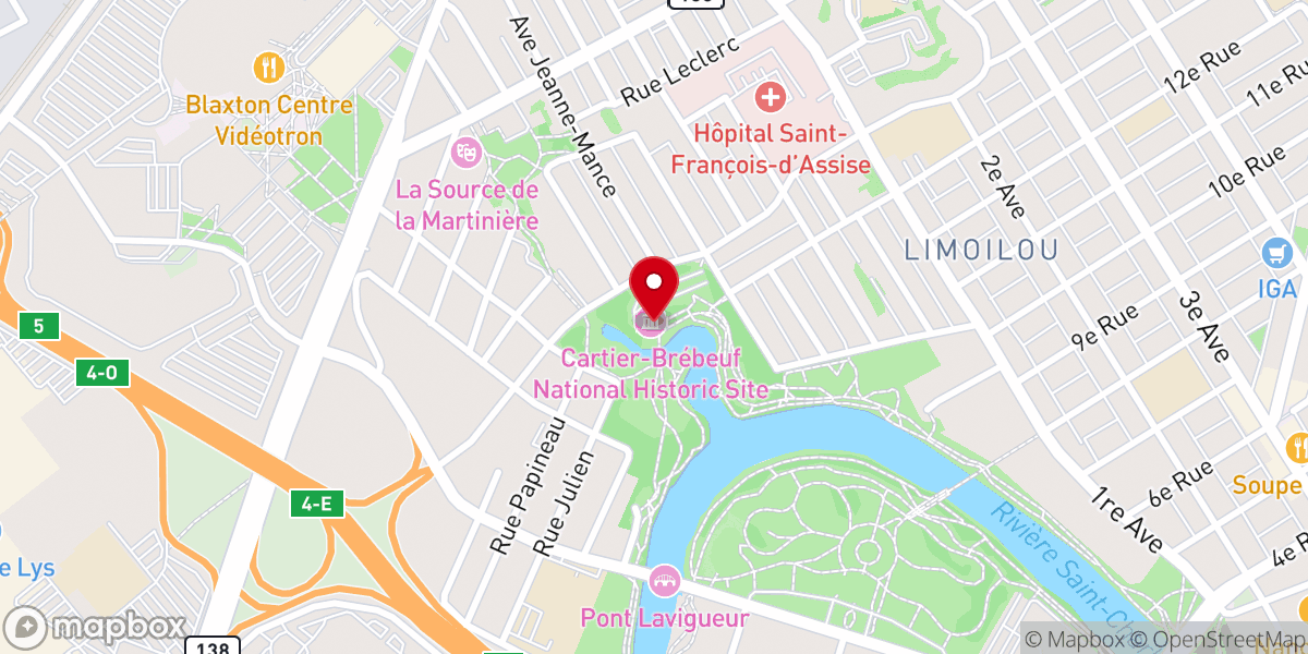 Map showing location of Cartier-Brébeuf National Historic Site