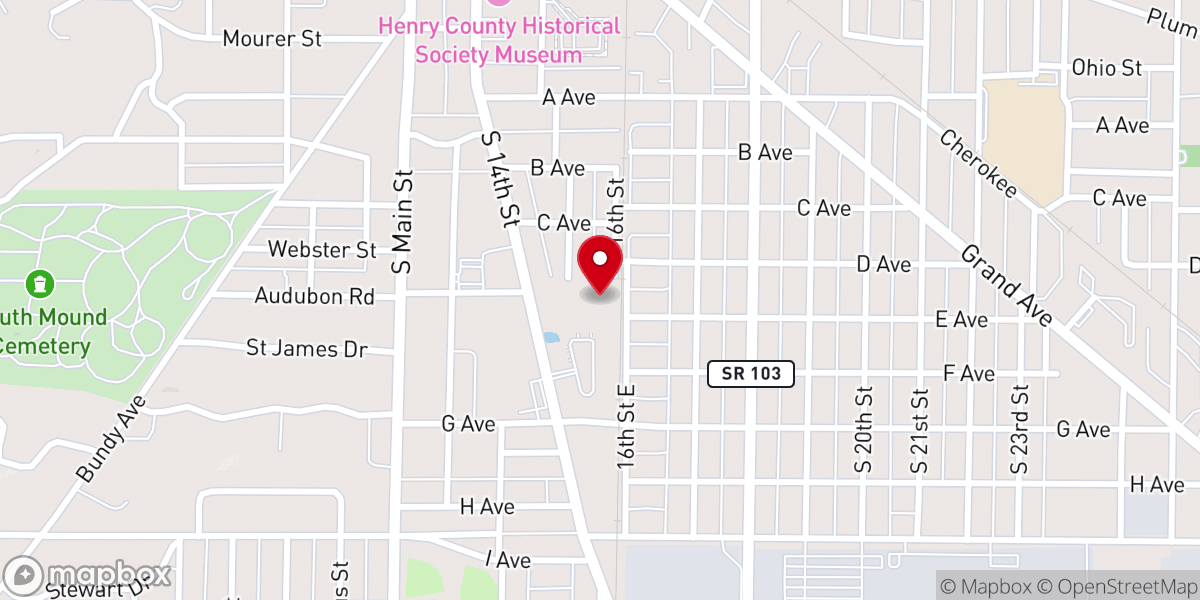Map showing location of Turning Point Life Center