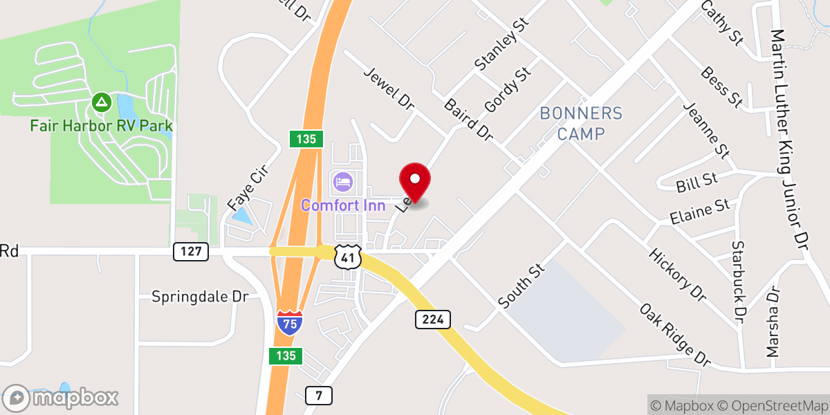Map showing location of Living Faith Family Worship Center