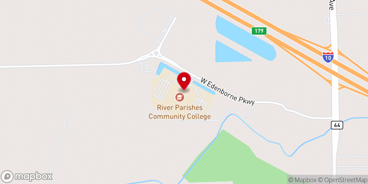 Map showing location of River Parishes Community College Gonzales
