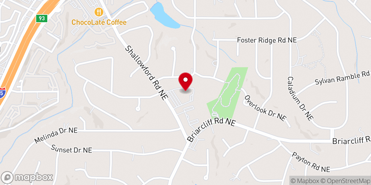 Map showing location of Shallowford Presbyterian Church