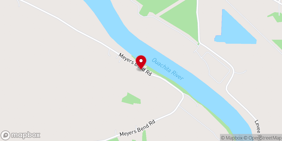 Map showing location of Meyers Bend Church
