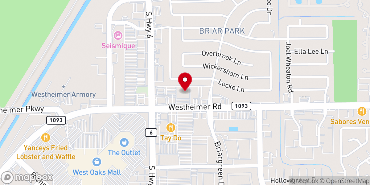 Map showing location of Omega Fire Ministries Houston