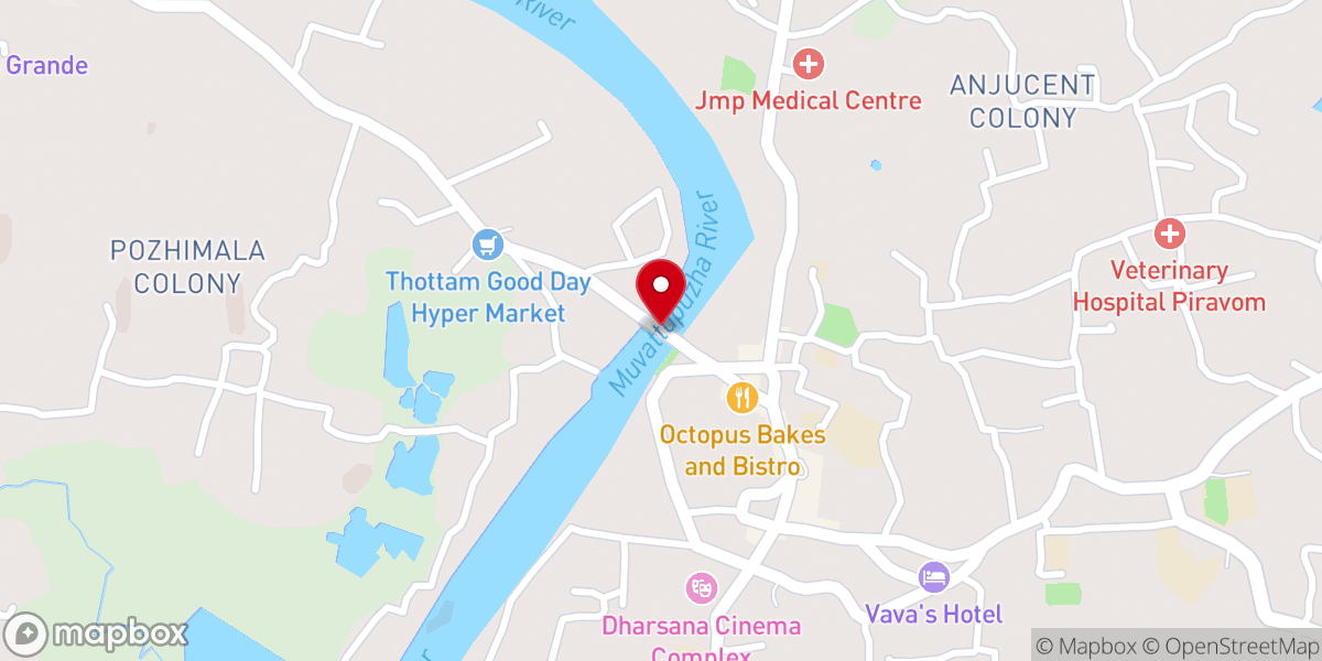Map showing location of Piravom Bridge