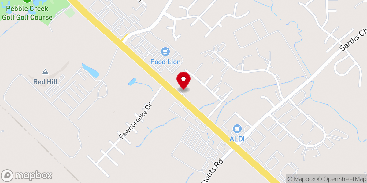 Map showing location of Iglesia Dios con Nosotros North Carolina