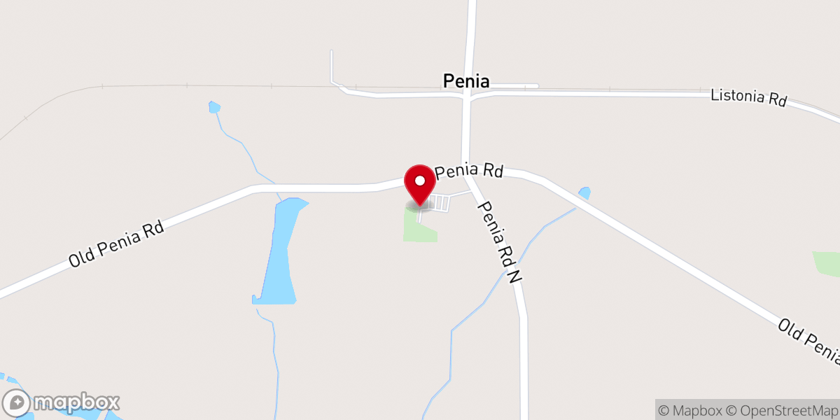 Map showing location of Penia Baptist Church