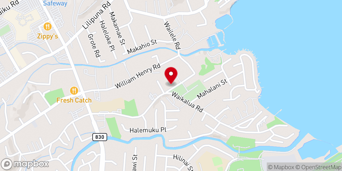 Map showing location of Kaneohe Missionary Baptist Church