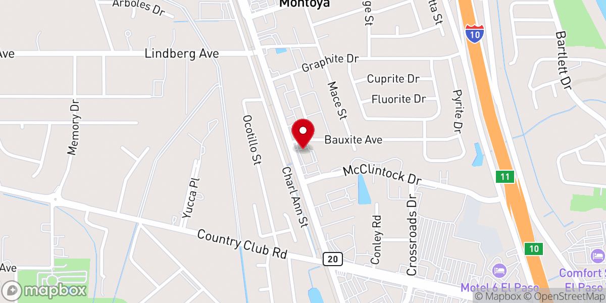 Map showing location of Oasis Community Church of El Paso