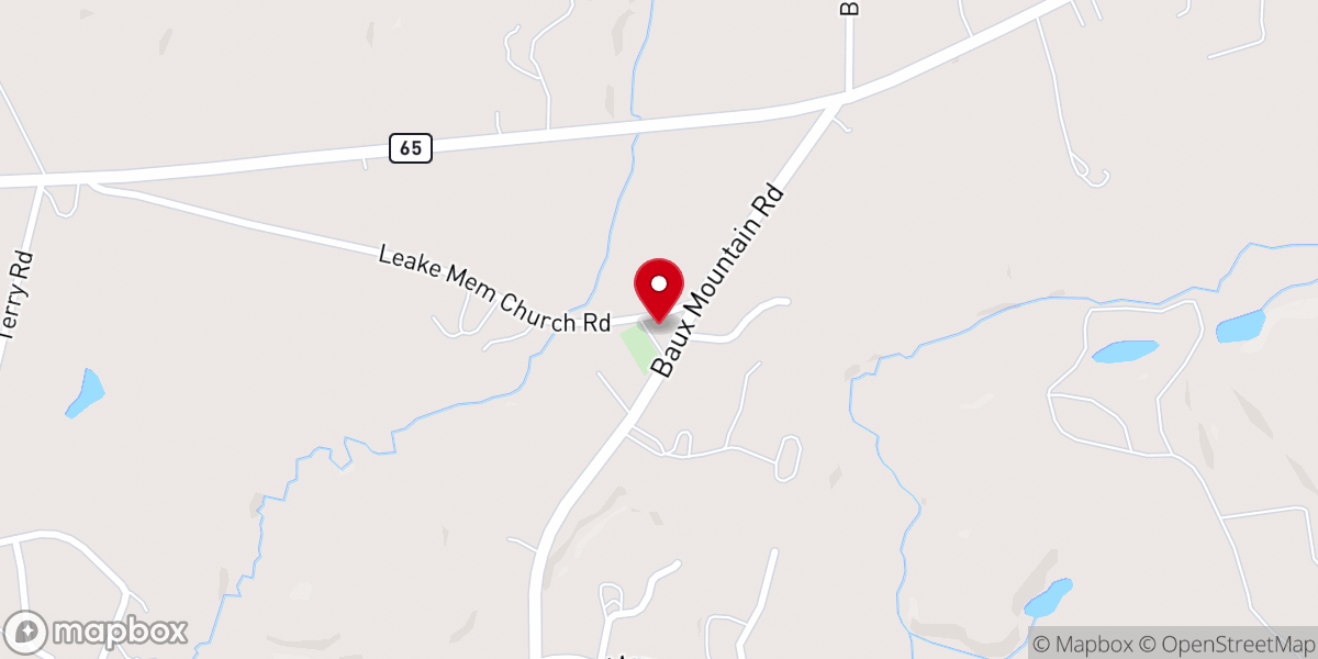Map showing location of Leak Memorial Baptist Church