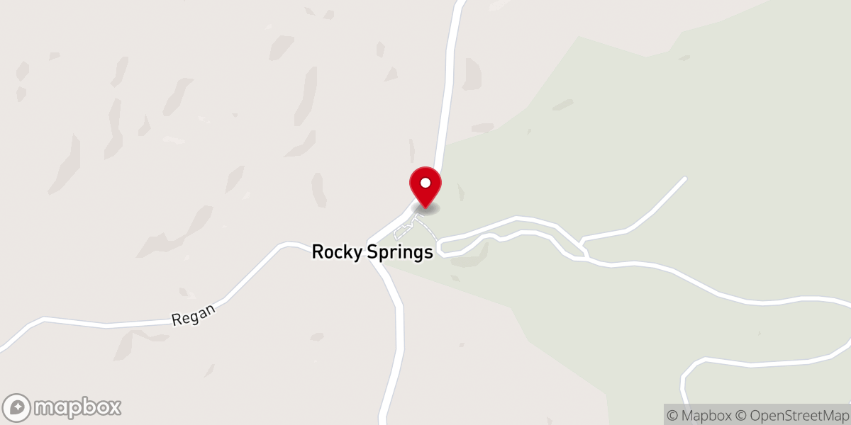 Map showing location of Rocky Springs Methodist Church