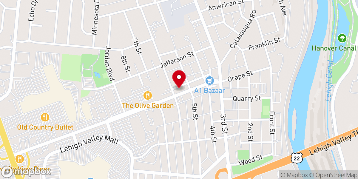 Map showing location of St. John's United Church of Christ