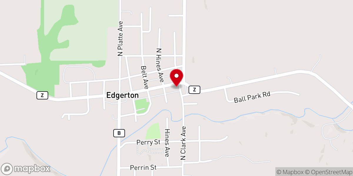 Map showing location of Edgerton Christian Church