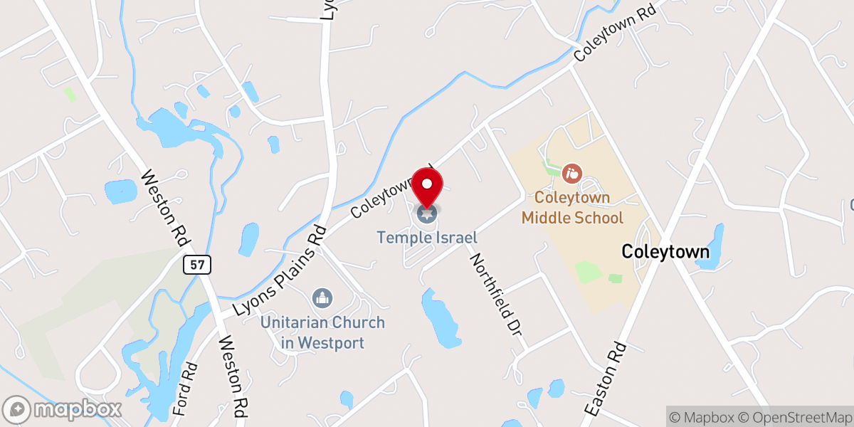 Map showing location of Temple Israel