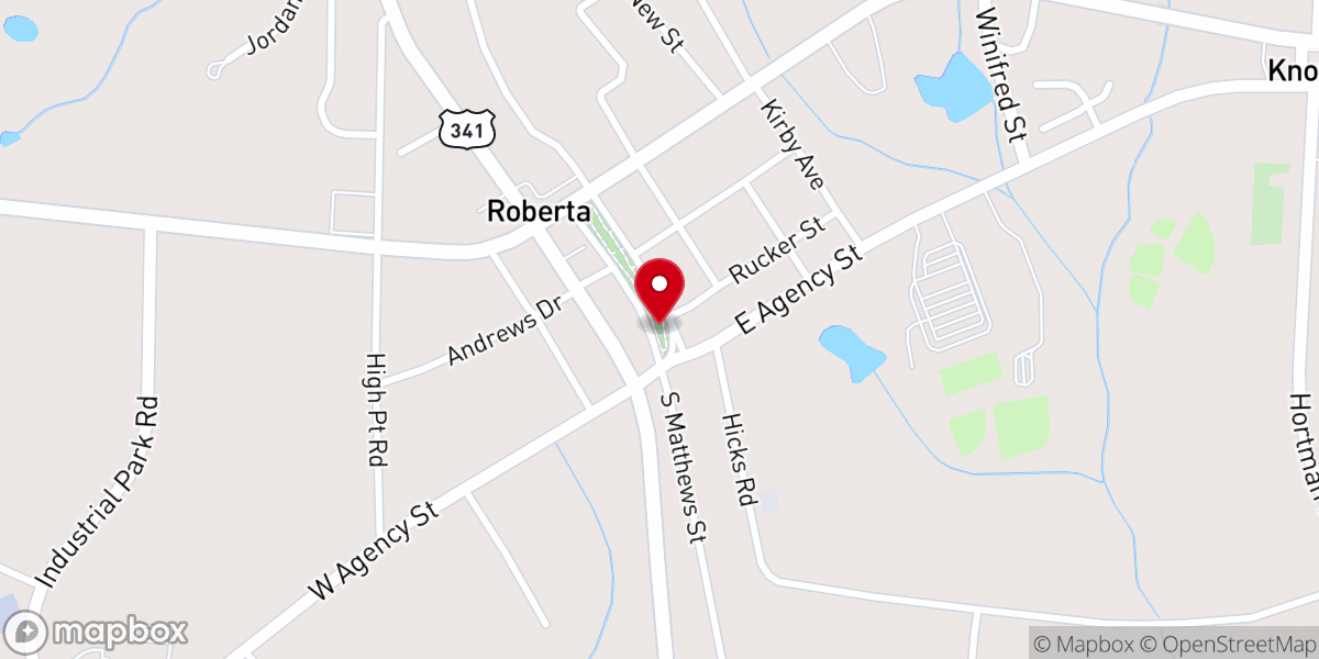 Map showing location of Roberta Historic District