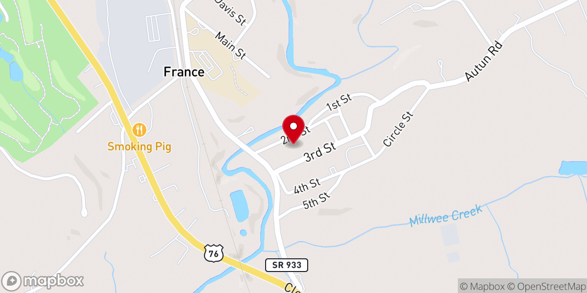 Map showing location of LaFrance Church of God of Prophecy