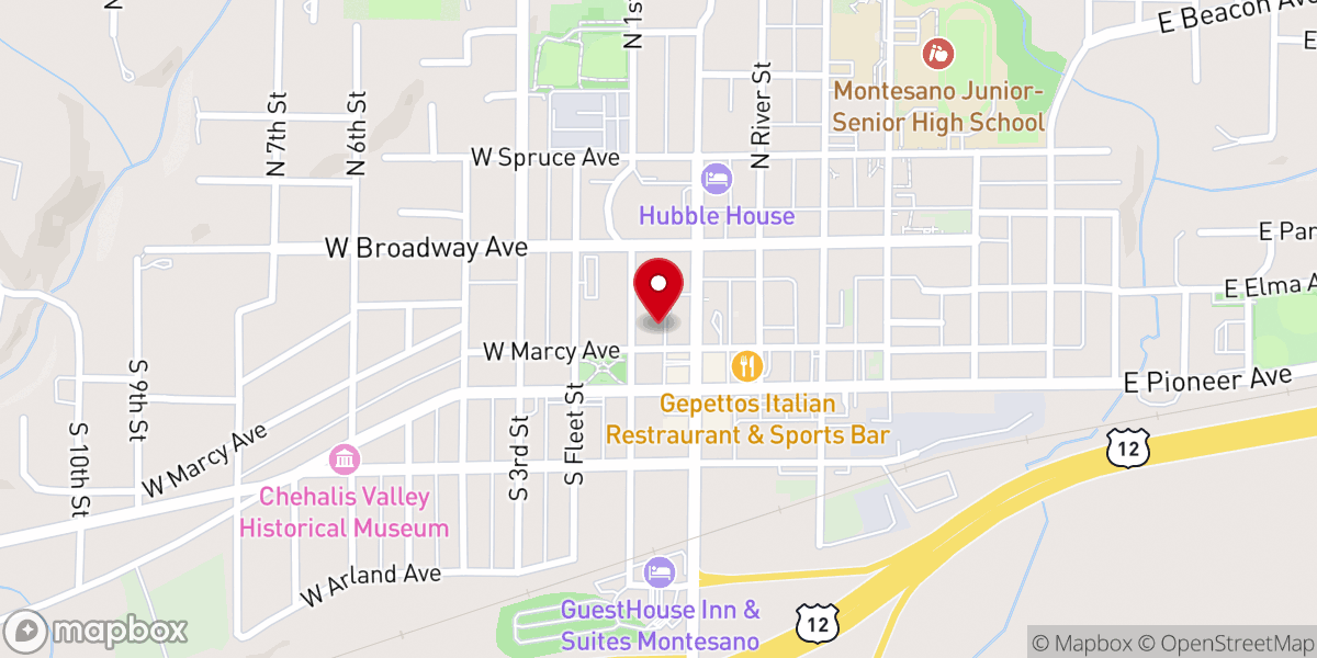 Map showing location of Calvary Chapel of Montesano
