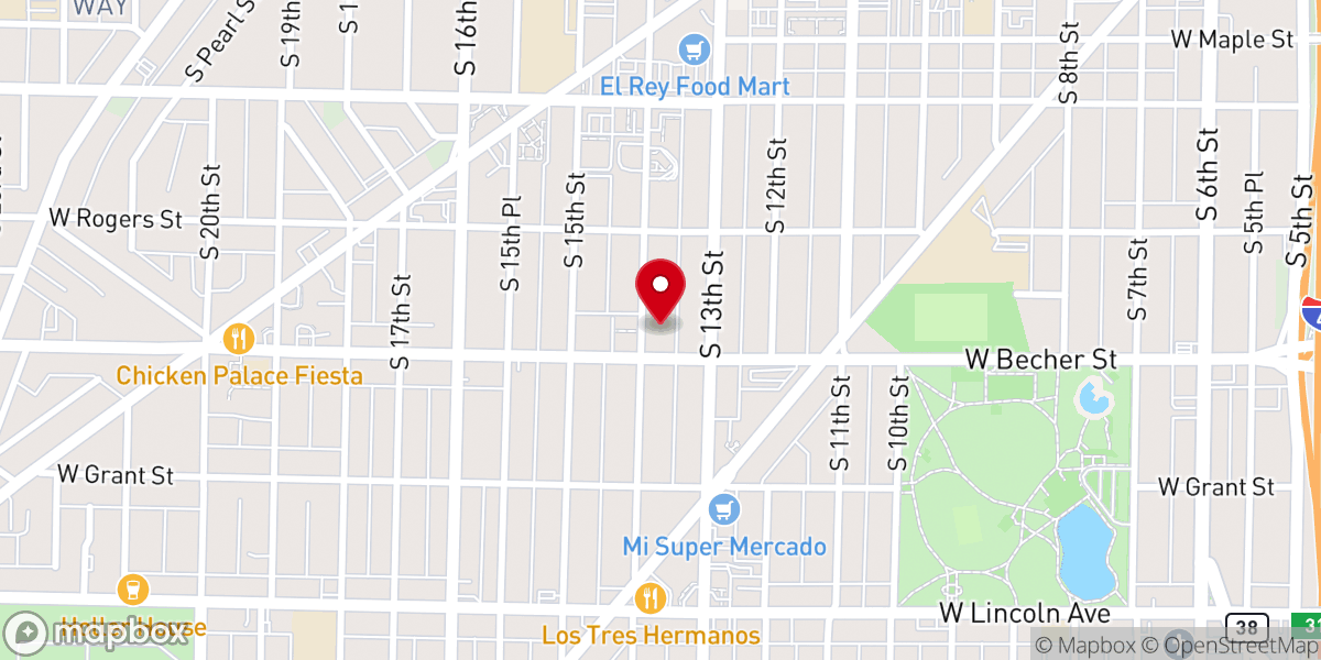 Map showing location of Southside Hispanic Church