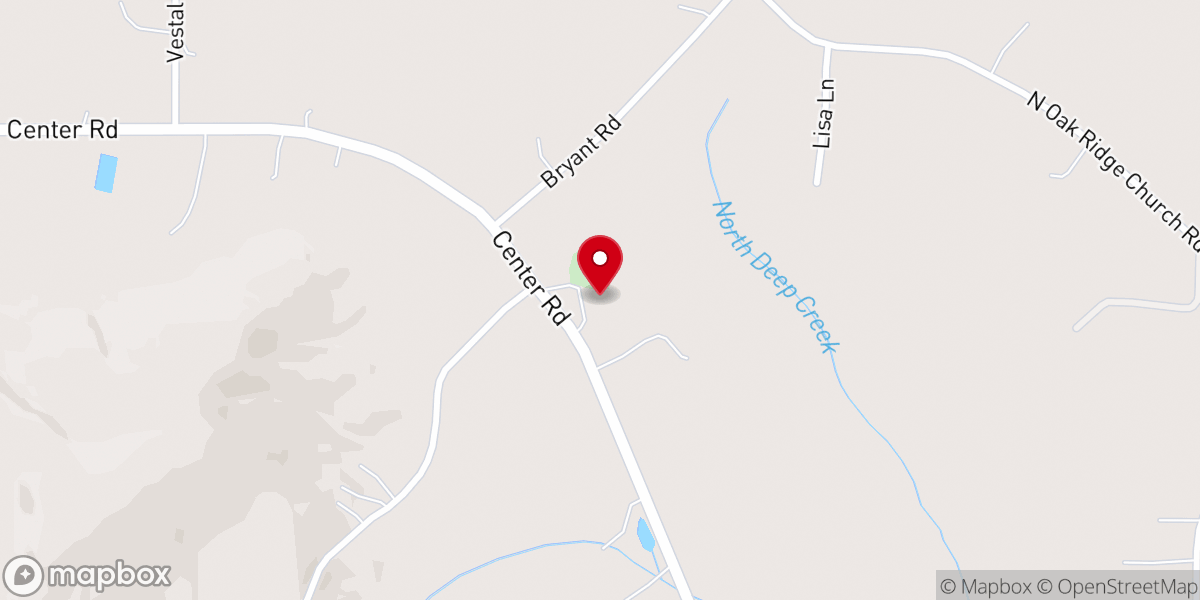 Map showing location of Shady Grove Baptist Church